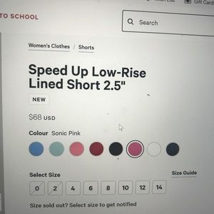 Lululemon sonic pink speed up size 14 shorts low rise